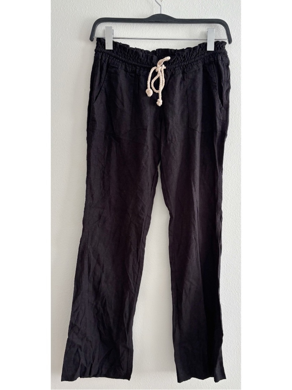 Roxy Black Linen Blend Straight Leg Pants Large